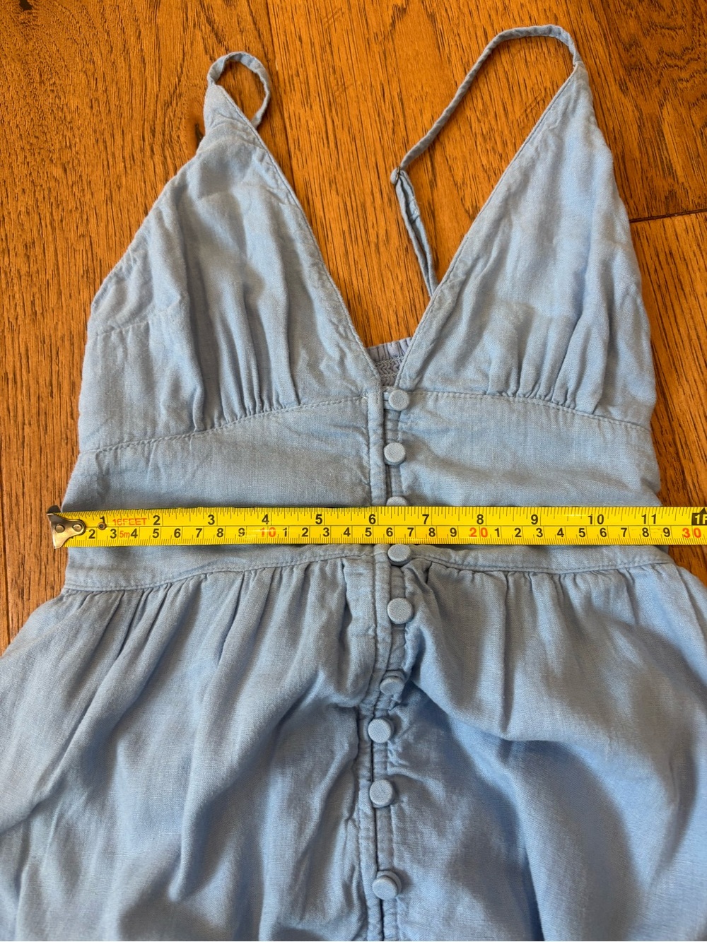Abercrombie and Fitch Light Blue Spaghetti Strap Button-Front Maxi Dress - Picture 6 of 8